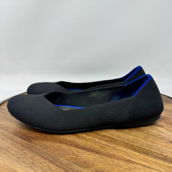 Rothy's The Flat Women's 7.5 Black Blue Round Toe Slip On Flats Shoes - Picture 3 of 7
